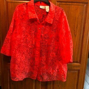 White Stag Women's Pink Lace Button down blouse size 18/20w